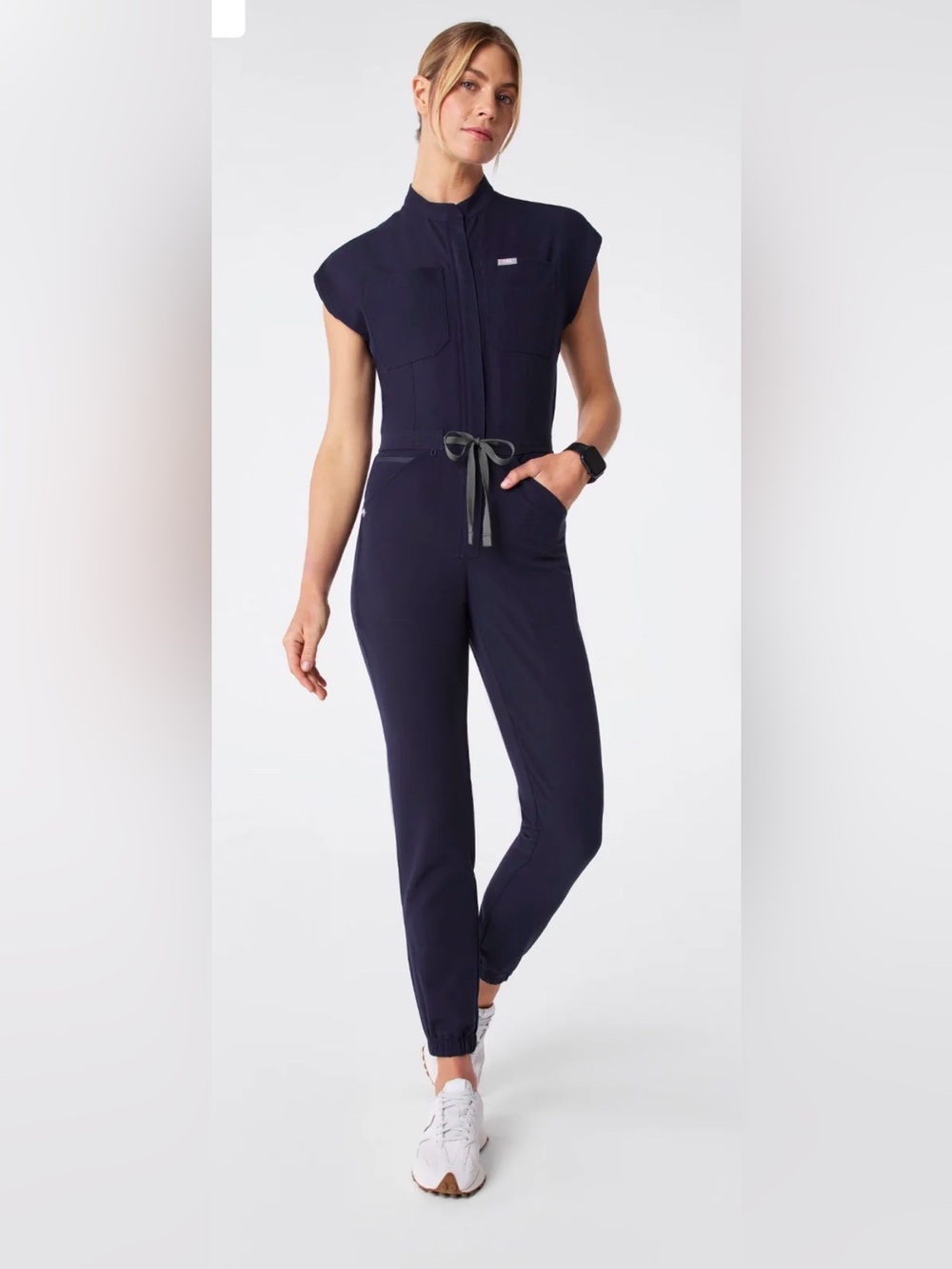 Figs Women’s Rafaela Cargo ScrubJumpsuit in Navy Size L